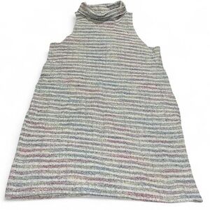 Akemi + Kin Anthropologie Multicolor Striped Weaved Fabric Sleeveless Mock Neck